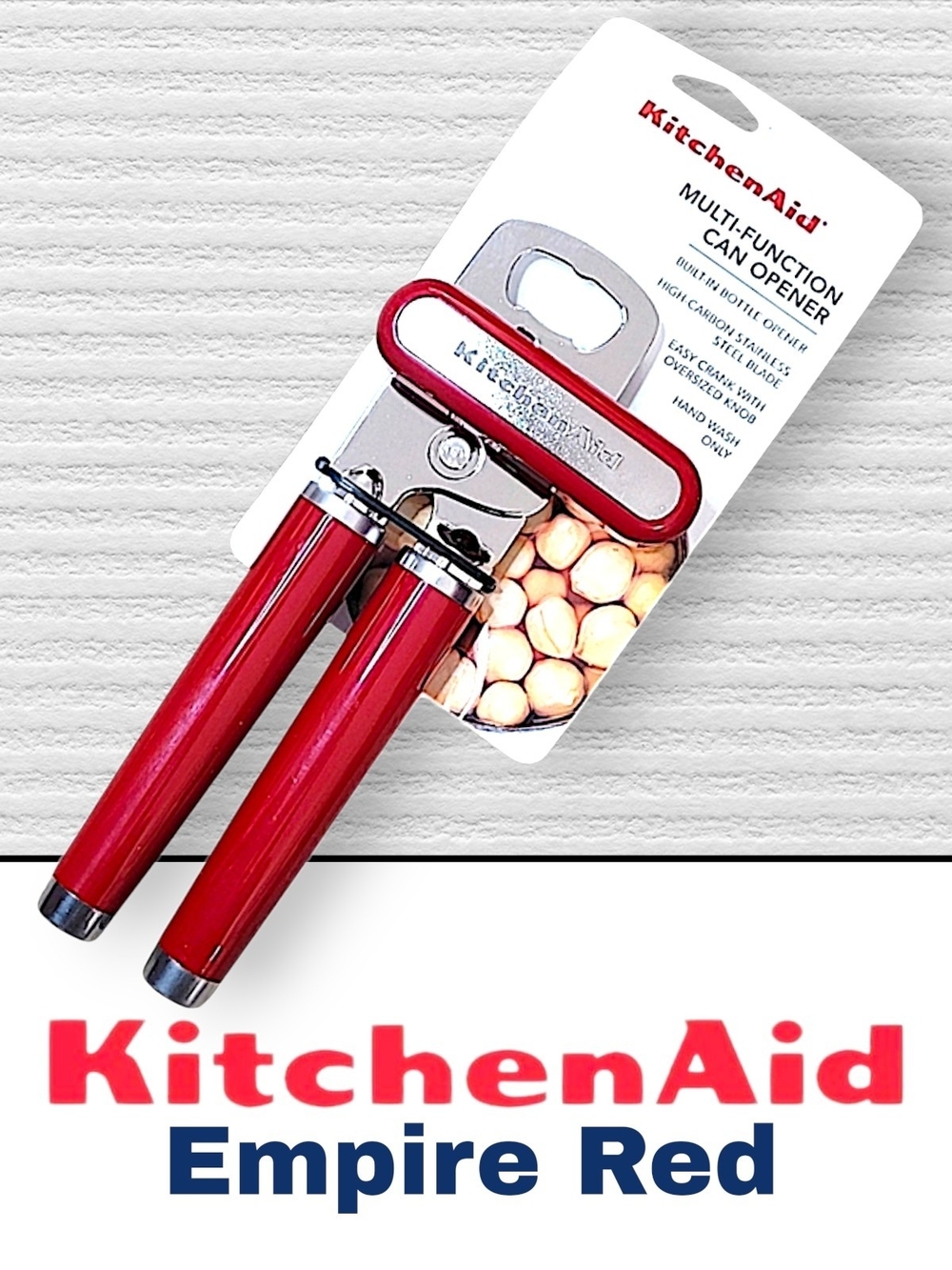 KitchenAid Empire Red Manual Can Opener with Chrome Accents